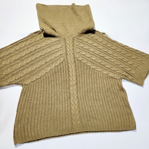 Motto Chunky Golden Brown Cable Knit Cowl Neck Sweater Women's (2X) - Picture 9 of 11